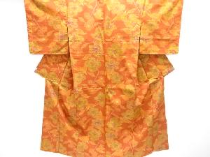 クリスマスセール大特価品　未使用品　枝花模様織り出し十日町紬着物